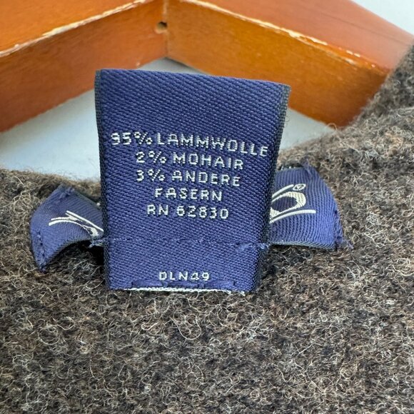 90s Vintage Lands End Brown Red Wool Mohair Blend Hooded Cardigan Sweater Size L - Picture 12 of 14